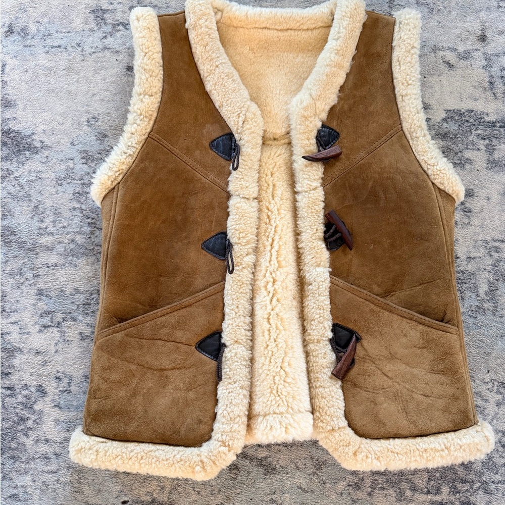 Aorangi New Zealand 100% Virgin Wool Pile Lined Sheepskin Leather Vest Women's S